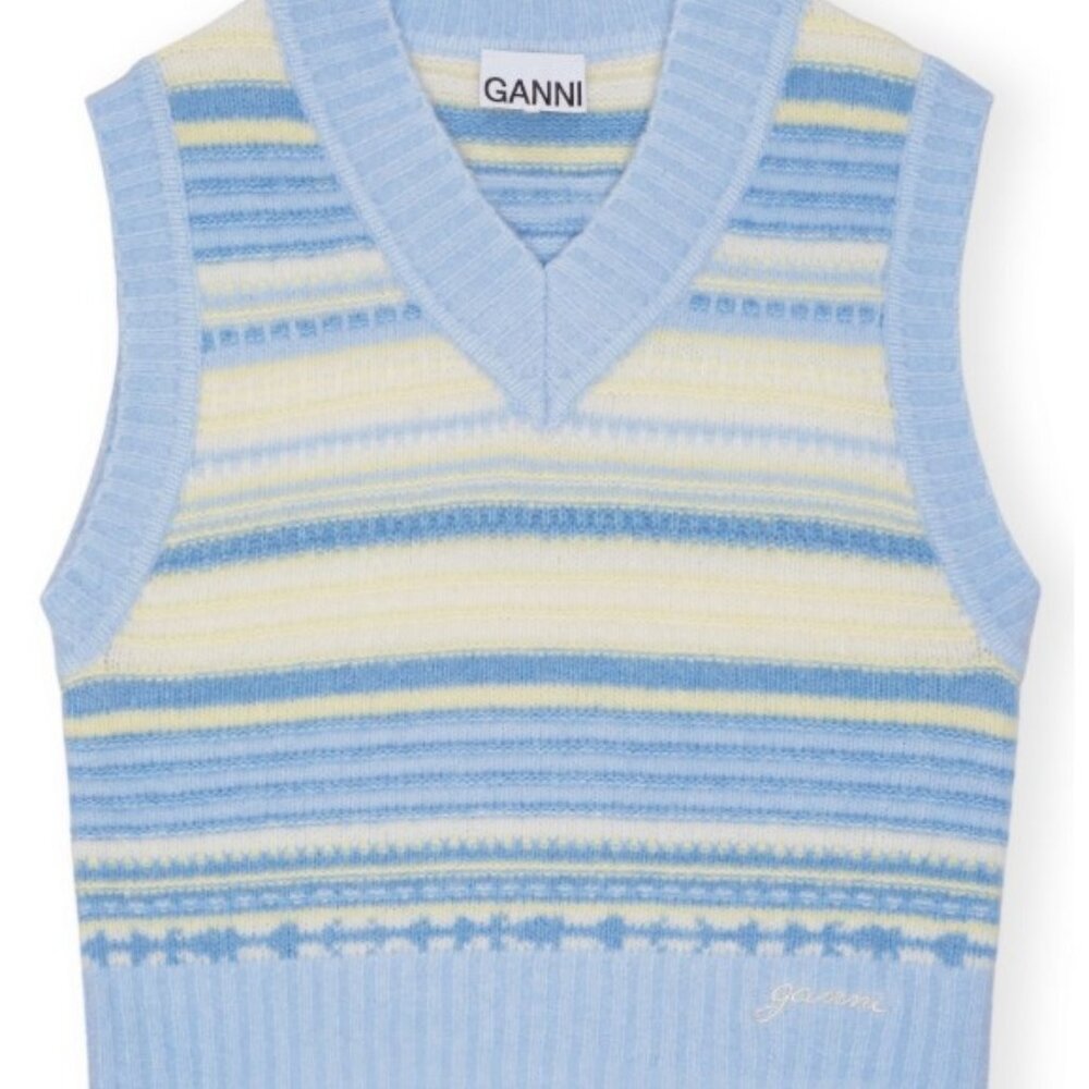 Ganni Skyway Soft Wool Stripe Vest